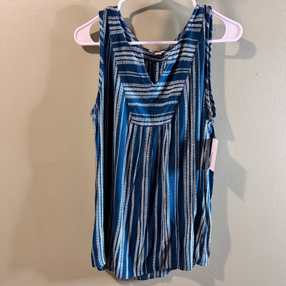 Blue Striped Sleeveless Top